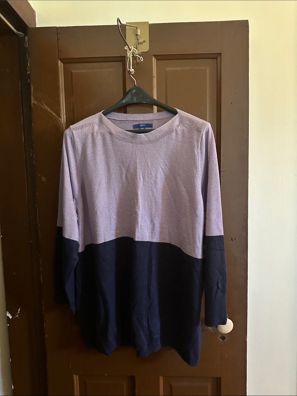 Apt. 9 Lavender and Navy Colorblock Sweater